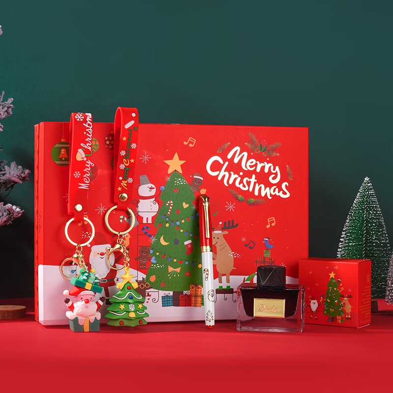 DUKE公爵2026马踏祥云套装3红色气氛款铱金笔钢笔墨水笔自用书写送人自用书写顺滑可用墨囊 圣诞树挂件套装(红色笔帽)