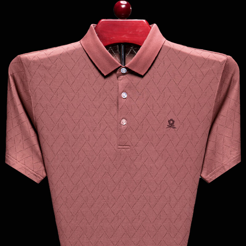 梦特娇(montagut)品牌短袖t恤男士夏格子翻领中年丝光棉休闲半袖爸爸