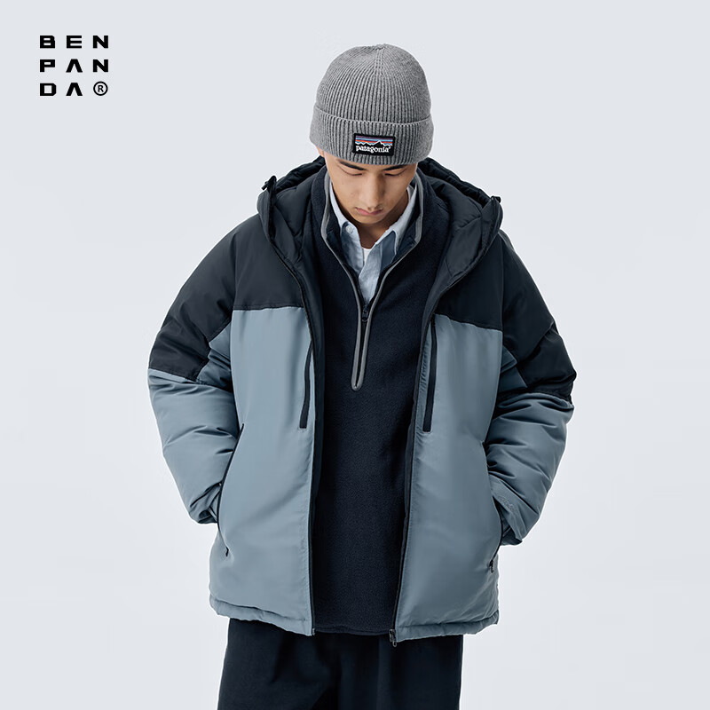 熊猫·本（ben.panda）日系百搭秋冬保暖连帽羽绒服工装加厚休闲外套情侣 黑蓝色 XL 京东折扣/优惠券