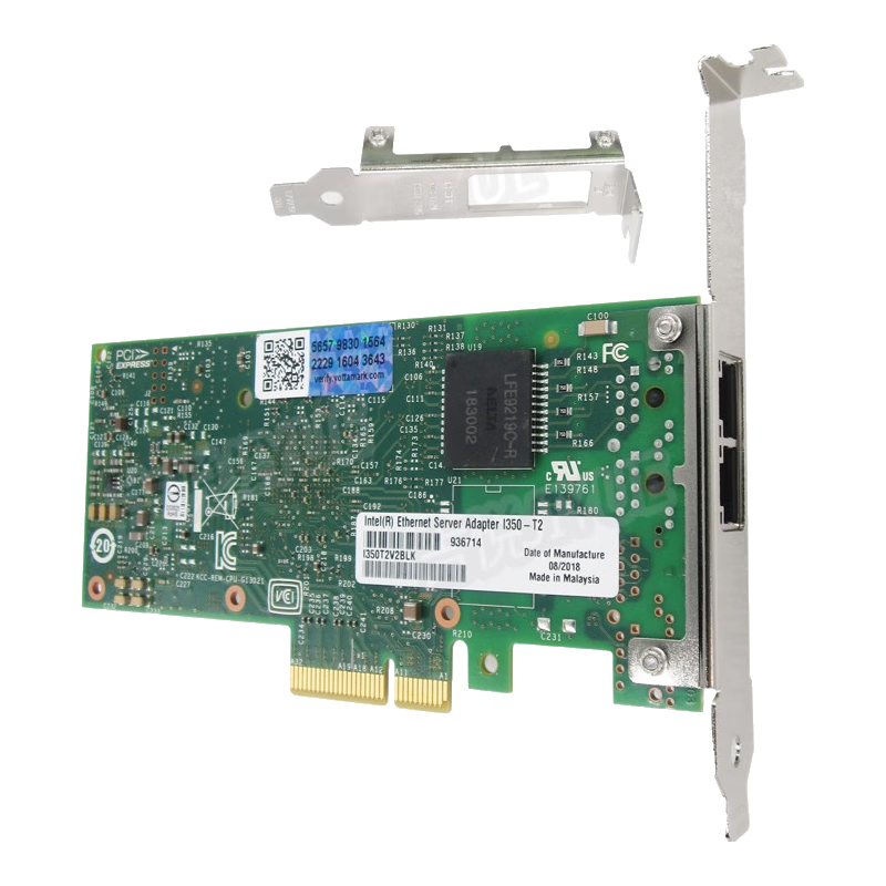 英特爾（Intel）I350-T2千兆網(wǎng)卡I350T2V2BLK雙口網(wǎng)卡服務(wù)器臺式機PCIeX4支持WIN10分組匯聚ESXI虛擬化原裝 I350T2V2BLK
