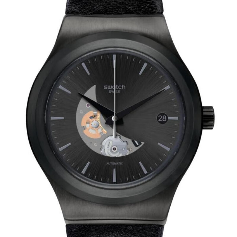 斯沃琪(swatch)自动机械表瑞士手表42mm半月镂空表盘原创系列送男友