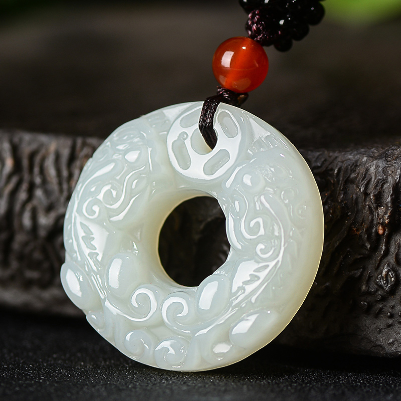 玉菲雅真玉貔貅平安扣吊墜男羊脂級玉墜女項(xiàng)鏈時來運(yùn)轉(zhuǎn)扭轉(zhuǎn)乾坤輪回玉佩 貔貅平安扣吊墜