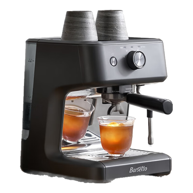 Barsetto百胜图意式半自动冷萃咖啡机小型咖啡机 智能控温 泵压浓缩萃取 一体式蒸汽打奶泡机BAE-M2C石墨黑