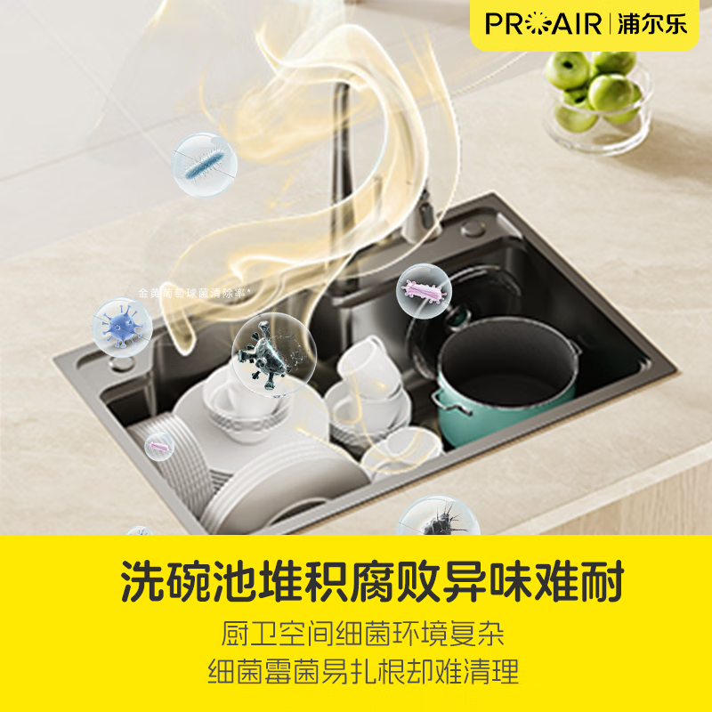 浦尔乐厨房卫生间壁挂空气净化器净化BOX等离子消杀除菌防霉双涡轮大吸力净味换新 厨卫款【绿色】