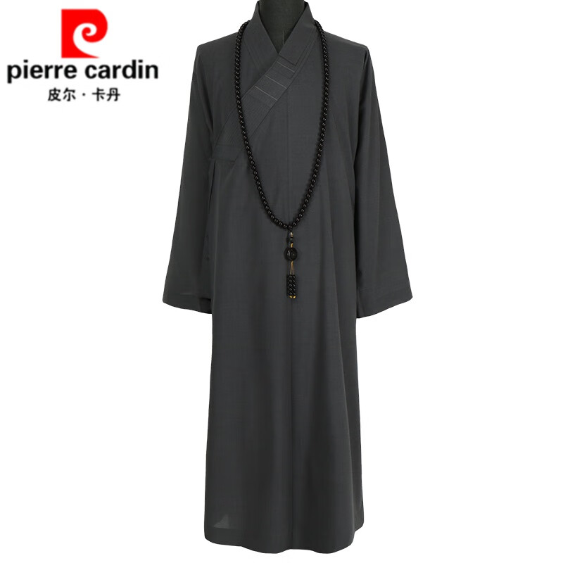 皮爾卡丹（pierre cardin）僧服男長褂春夏季薄款棉布僧袍和尚衣服比丘尼女大褂透氣薄款 黑灰色 43