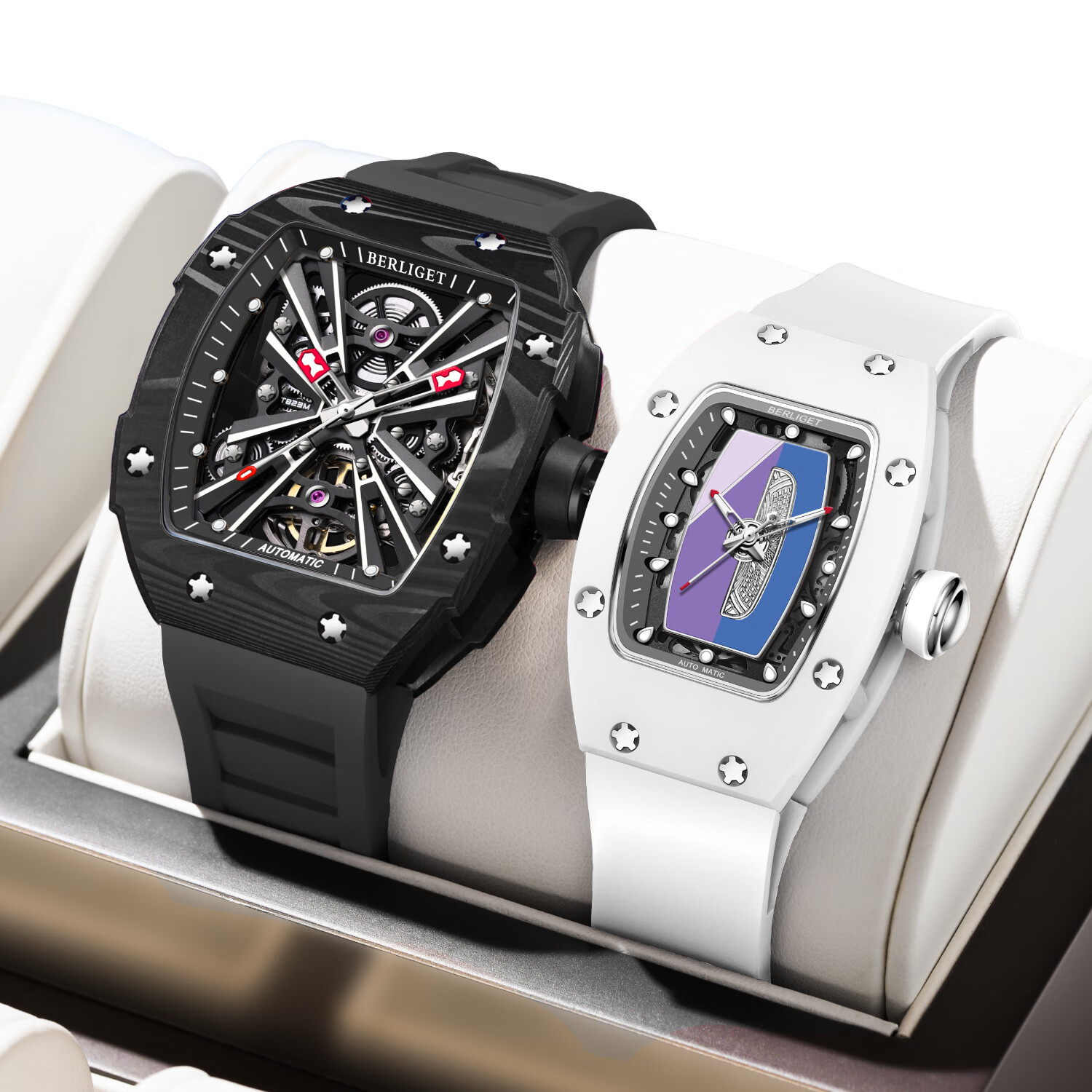 宝丽爵品牌情侣手表一对防水夜光情侣表全自动机械男女表情侣对表礼盒