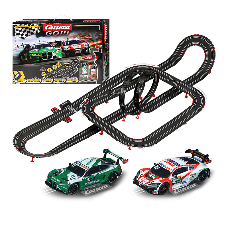 Carrera軌道賽車兒童玩具男孩GO系列1:43雙人電動遙控汽車套裝禮物 軌長9m 【寶馬奧迪新款】