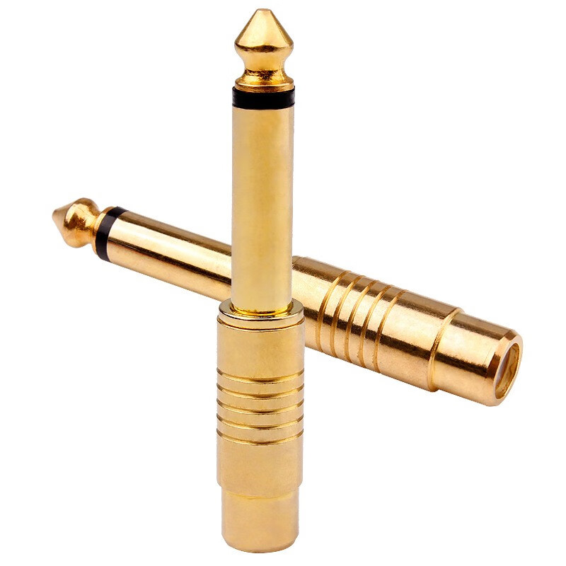 尘土 镀金rca莲花母头转6.5大二芯话筒麦克风音频转接头6.