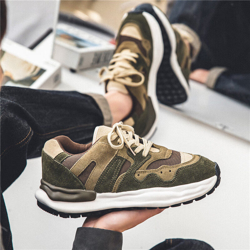 riosag2023新款冬季男鞋劳保休闲阿甘板鞋青少年运动增高溶解底老爹潮