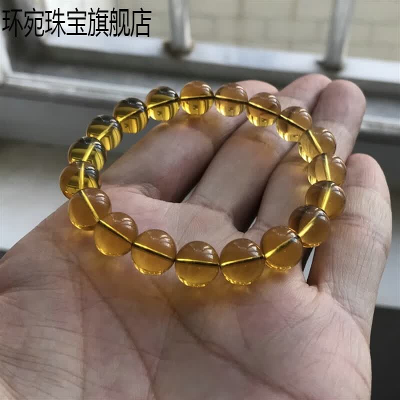 clolv kiss手串原矿缅甸天然净水金珀 琥珀9mm金蓝珀手链 天然琥珀女