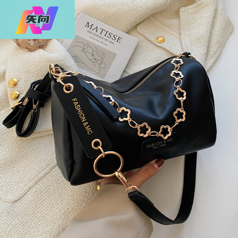 矢向狮岭河北保定白沟包包店高级广州三元里皮女包新款百搭背包 黑色