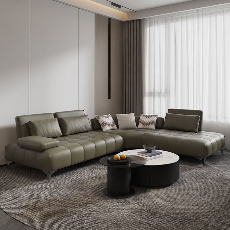 新真皮沙发不靠墙沙发客厅靠背宽大坐深卡利亚迷迭香 3 转角贵妃进口