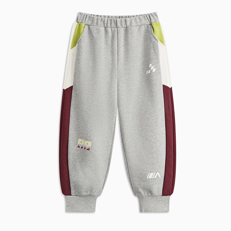 MQD童装男童24春针织运动裤中大儿童学院卫裤 麻灰 140