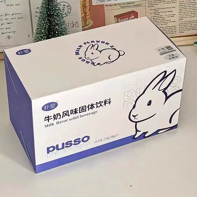 奶茶防弹咖啡可可朴素甜品原味代餐 试朴塑咖啡 一盒大白兔奶茶*7包