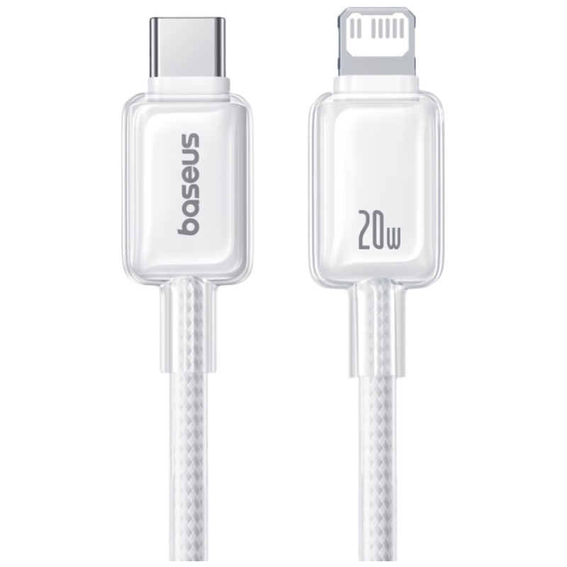 倍思苹果数据线Type-c充电线PD20W快充ctol线 适用iPhone14/13ProMax/12/11/Xs车载手机 冰透白2米