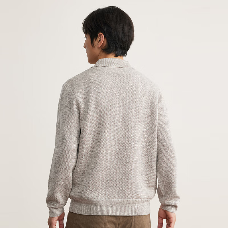 MARKLESS复古老钱风男士毛衣 秋冬款宽松翻领可机洗羊毛衫男5710 米色 2XL