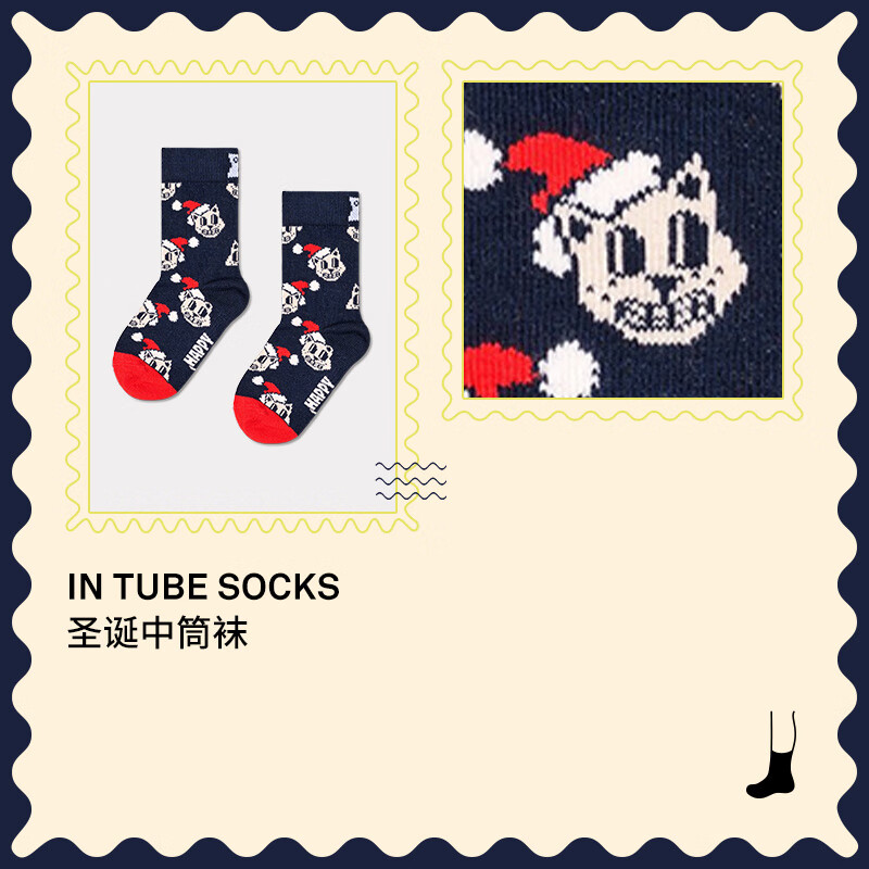 Happy Socks【新品】Happy Socks童袜秋冬款圣诞袜中筒袜袜子女童宝宝袜 圣诞小汪汪 1双 均码 2-3Y