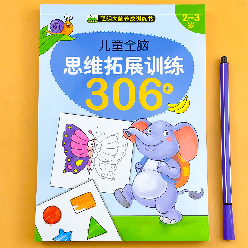 儿童左右脑思维训练306题益智游戏书2-6岁宝宝智力开发启蒙认知书 思维拓展训练306题2-3岁 无规格