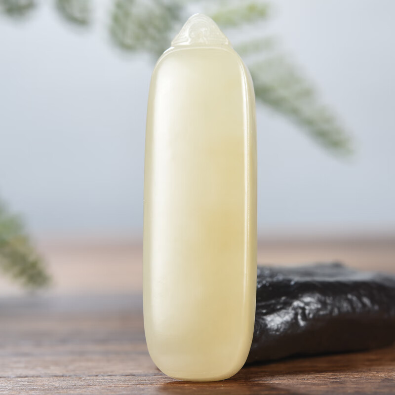 疆友 孤品 和田玉平安无事牌吊坠 女款玉牌子挂件 12克