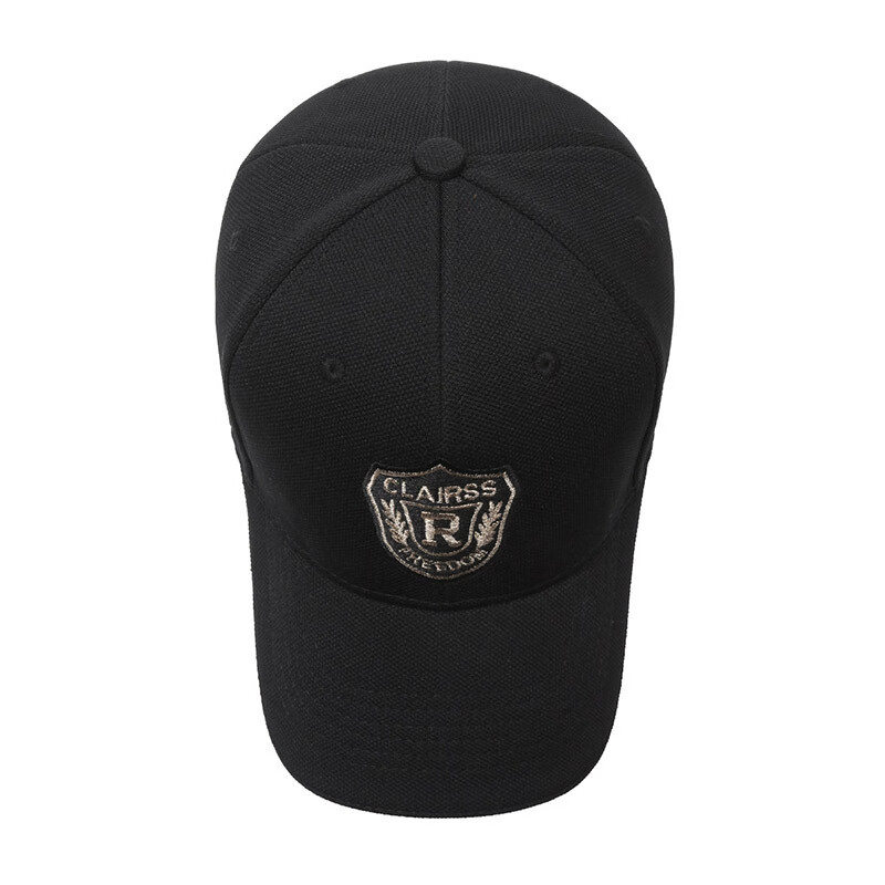 自相遇硬顶帽子男女同款菠萝布金线刺绣R字母遮阳棒球帽时尚百搭鸭舌帽 黑色金秀+礼盒 均码