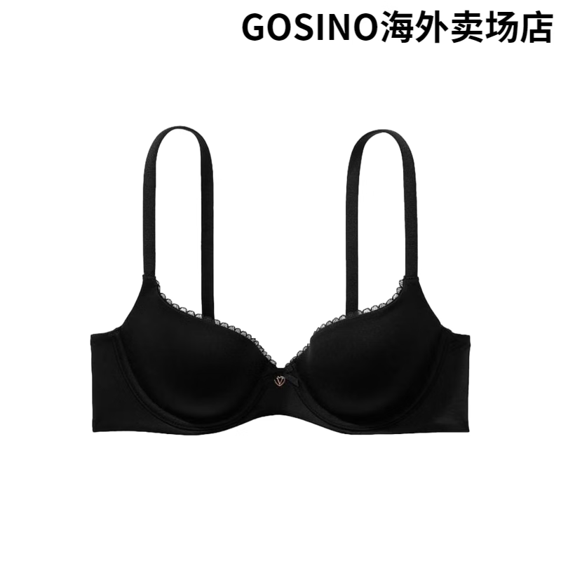 维多利亚的秘密（Victoria's Secret）光滑3/4罩杯薄衬垫文胸内衣女夏 54A2黑色 65A 30A