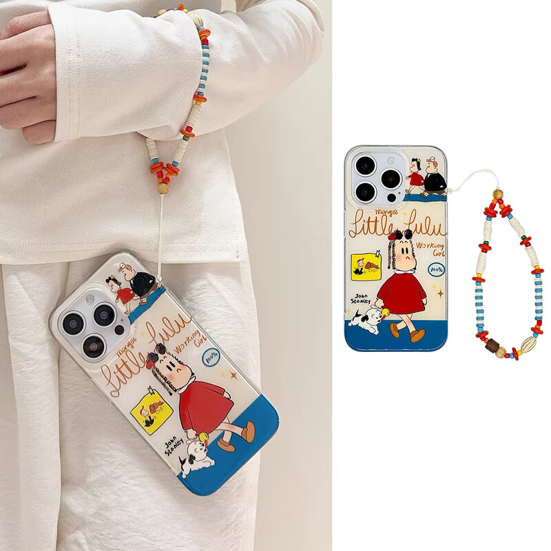 麦巴盾涂鸦狗狗女孩腕带iPhone16/15手机壳适用苹果14/13promax硬壳12手提链条挂绳11少女心可爱卡通新款 壳+链条 iphone11