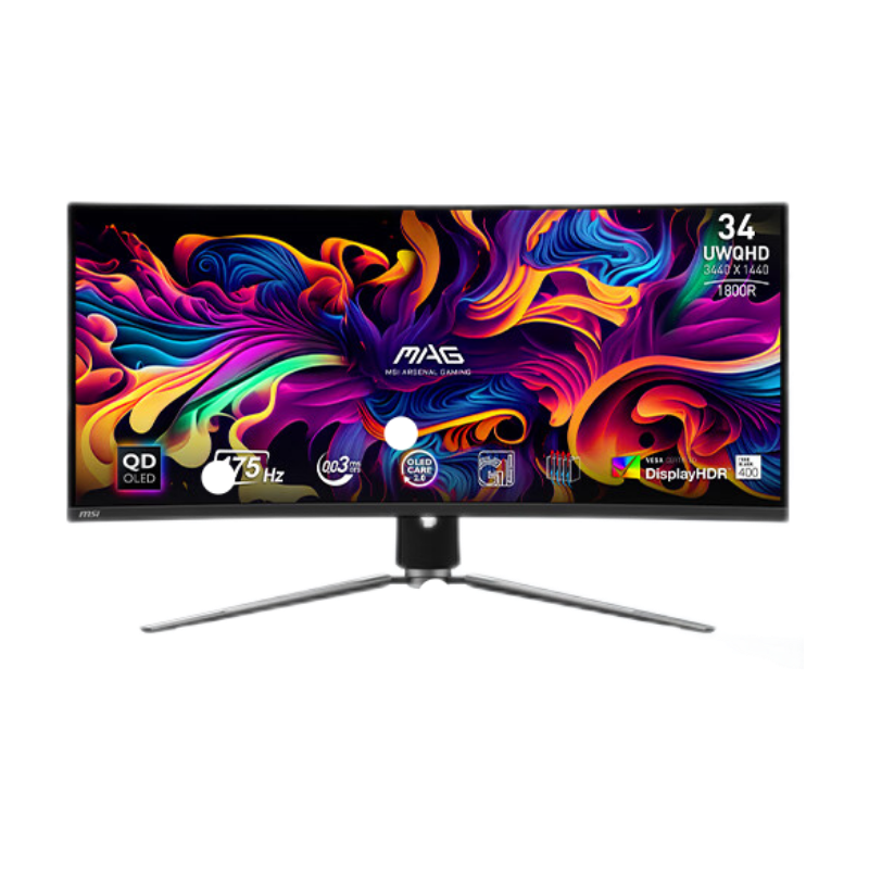 MSI 微星 MAG 341CQP QD-OLED 34英寸 OLED FreeSync 显示器（3440×1440、175Hz、139%sRGB、HDR400）