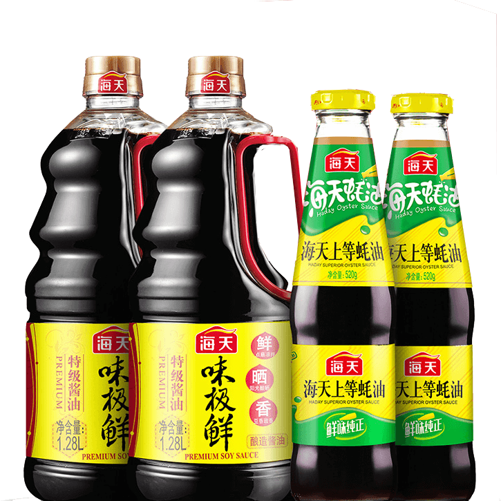 海天 生抽酱油1.28L*2+蚝油520g*2 味极鲜系列 调味组合【特级酱油】
