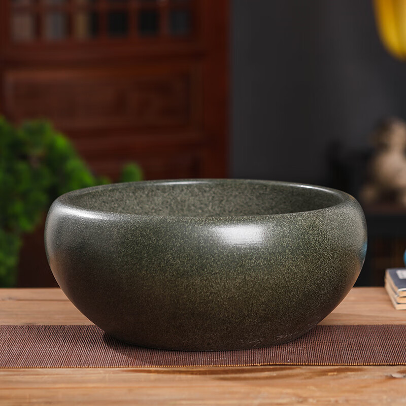 创京懿选古法养鱼鱼缸陶瓷鱼缸客厅小型用桌面古法生态养鱼盆睡莲盆缸