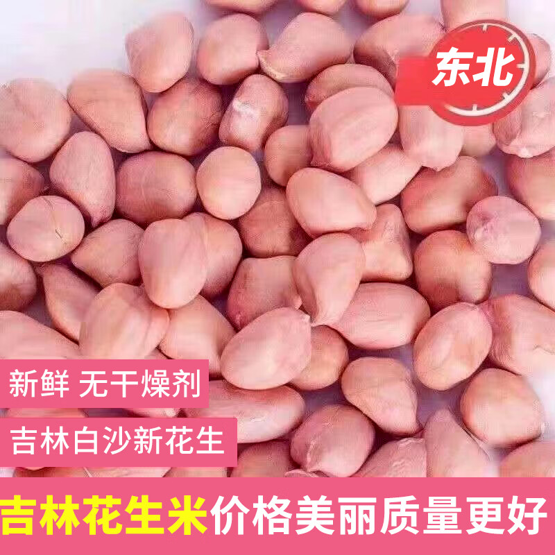 东北粮仓 东北东北新大白沙花生米人工现剥白沙308花生米大粒粉皮不带