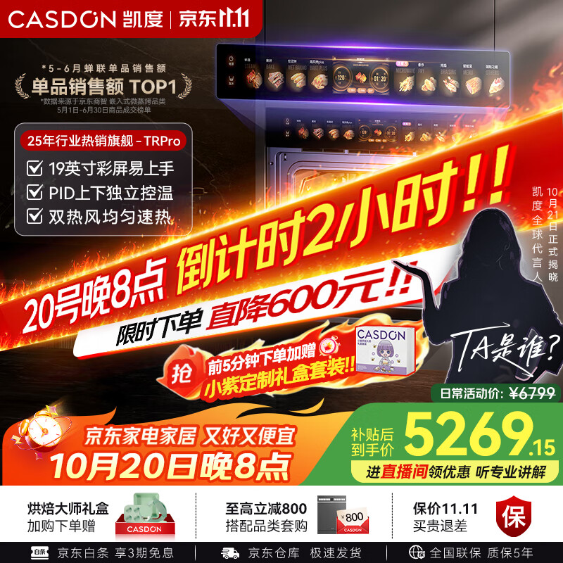 凯度（CASDON）【双热风】蒸烤箱一体机 19英寸画境大彩屏 嵌入式变频微蒸烤 2025新品 国家补贴SR52FDF24-TR Pro