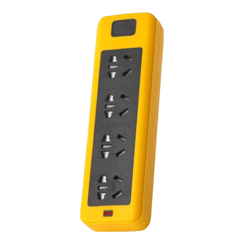 6000w大功率純銅帶線10A-16A通用電磁爐空調(diào)插排座工程專用接線板 黃黑十五孔接10米線