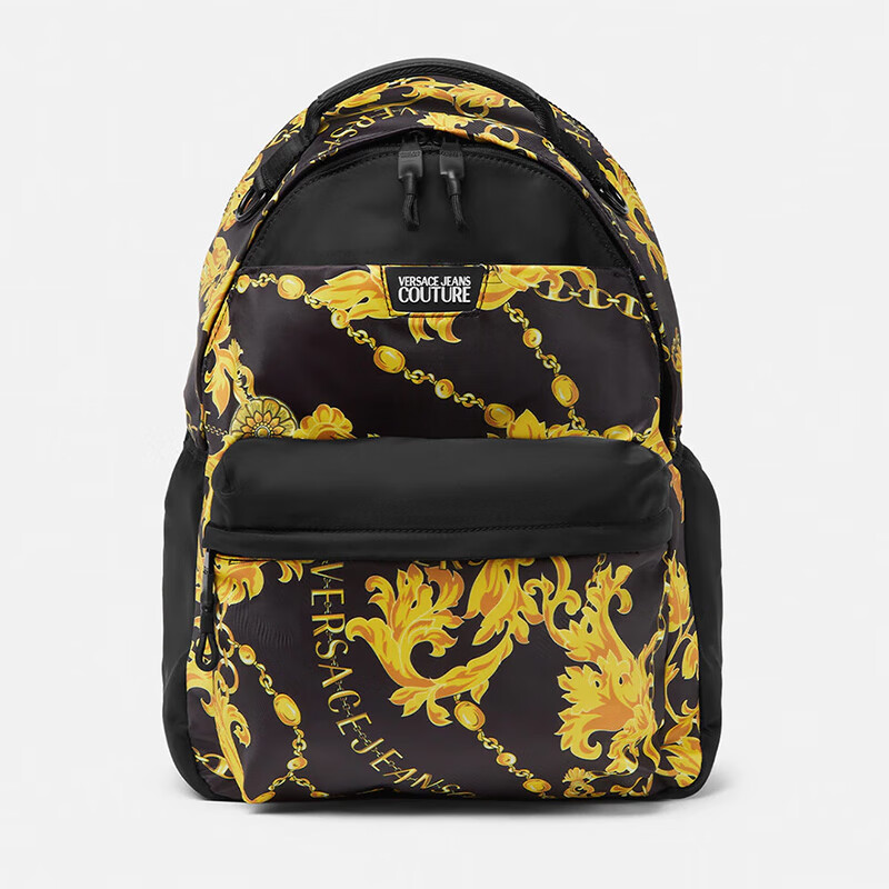 versace jeans couture范思哲 巴洛克花纹双肩背包 75ya4b80 黑色