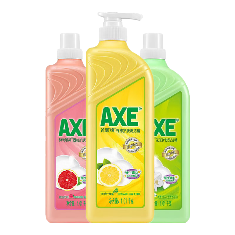 斧頭牌（AXE）洗潔精去油污洗滌靈餐具果蔬清洗劑廚房洗碗液 花茶+檸檬+西柚（1泵2補）