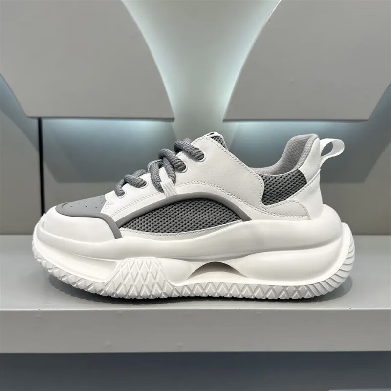 len)老爹鞋2024春夏季新款透气网布拼接真皮休闲鞋快手抖音网红潮男鞋