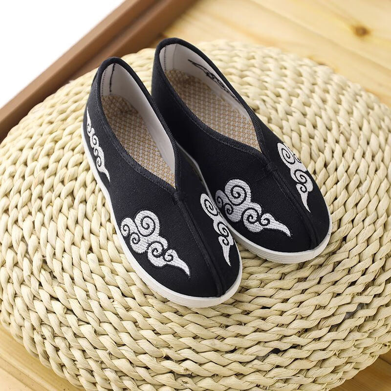 乐拓健老北京鞋中国风鞋民族风龙传统古风软底潮 黑色偏小建议拍大 25