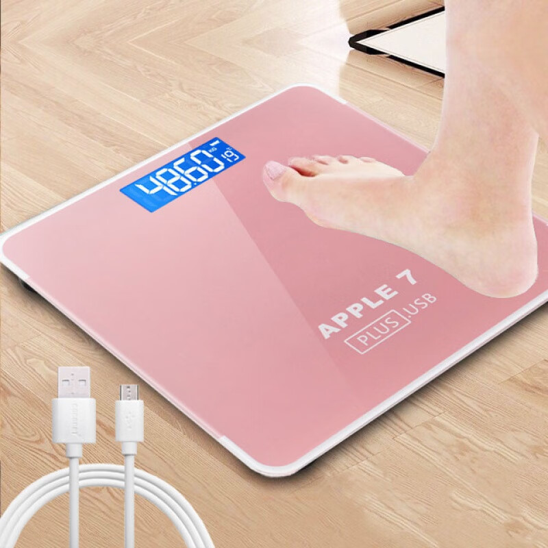 电子秤体重秤家用成人健康人体秤智能称重计器 【充电款】玫瑰金苹果7