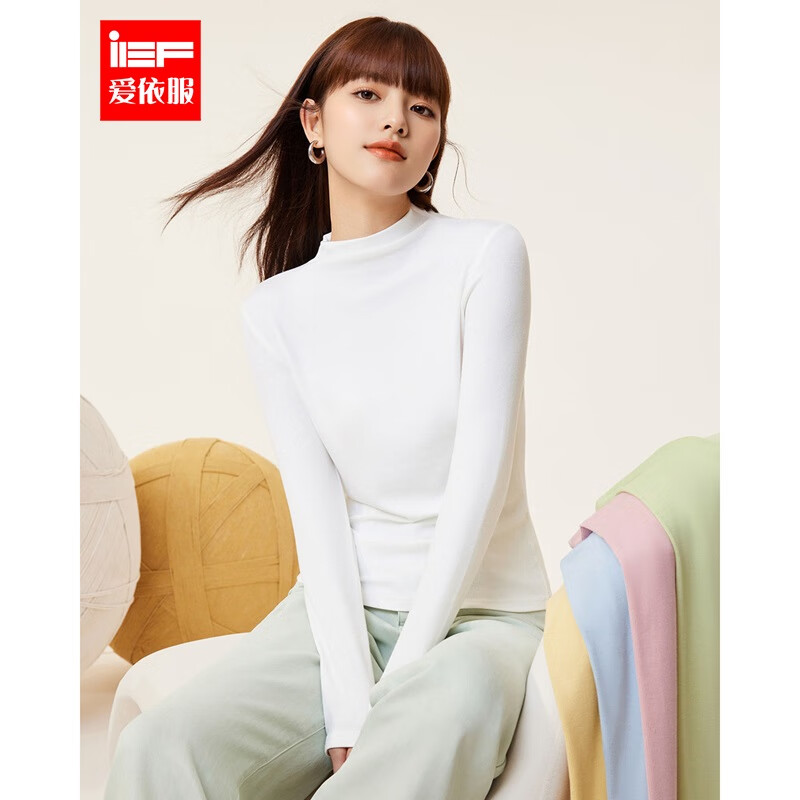 IEF/爱依服针织衫打底衣女2025秋季新款韩版时尚百搭基础款长袖上衣 白 L