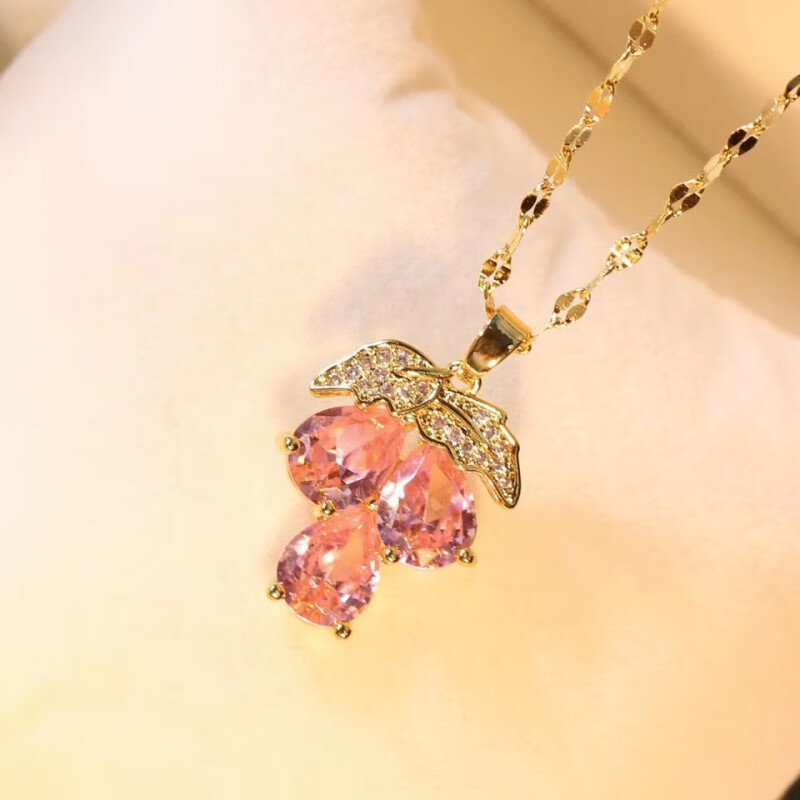 巴克乐乐轻奢紫钻葡萄钛钢项链2023新款微镶锆石水果颈链时尚女式吊坠