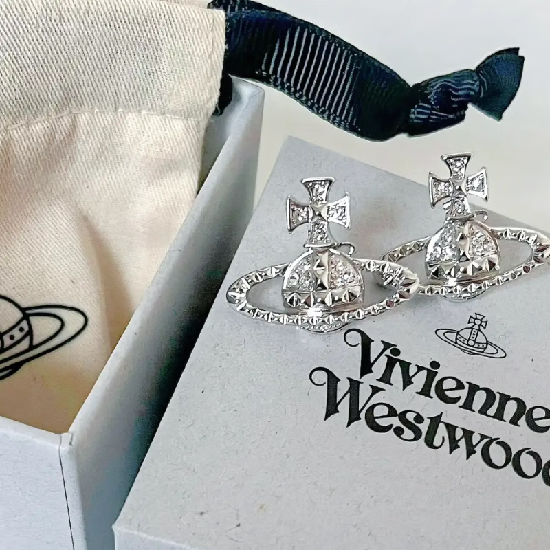 薇薇安·威斯特伍德（Vivienne Westwood）西太后耳钉高级感土星耳钉轻奢气质小众耳饰送女友新年礼物 银色