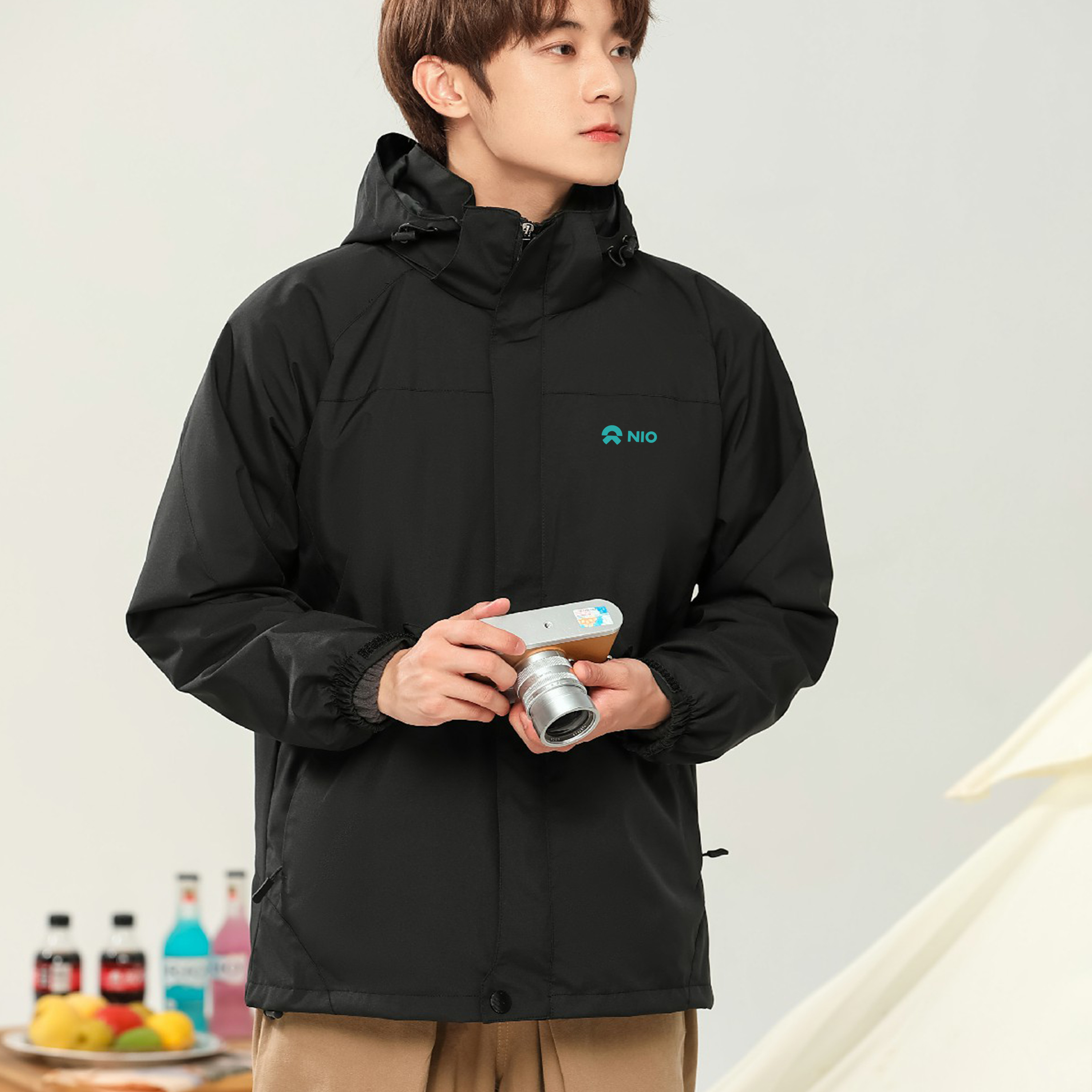 筝宁蔚来工作服冬季汽车工作服冲峰衣4s店工装工作服开衫外套 黑 4xl