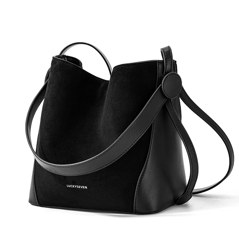 乐其塞文水桶托特女包大容量斜挎手提单肩通勤新款新年礼物送女友77100 黑色