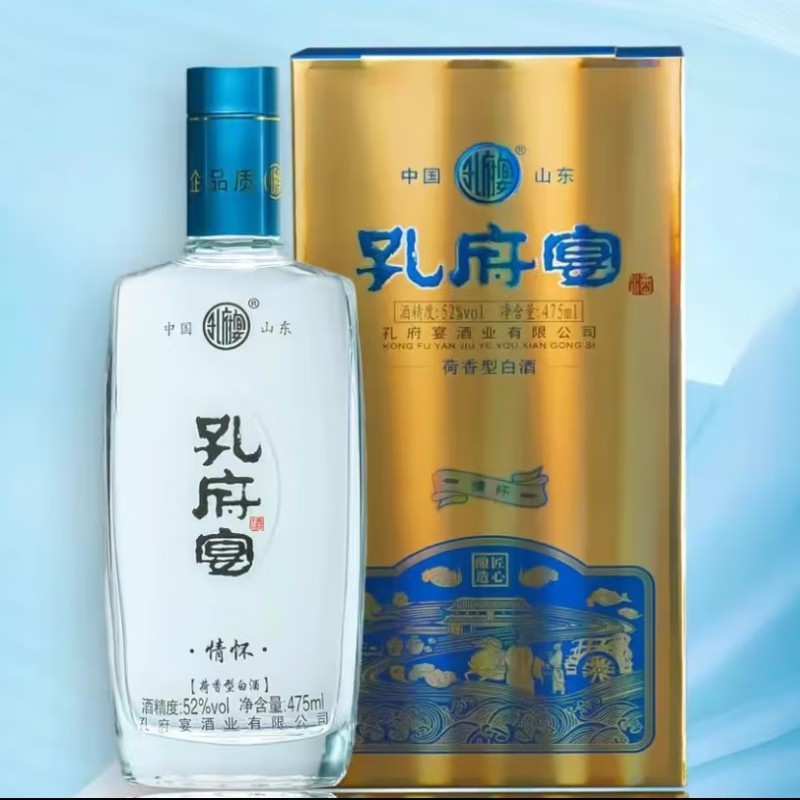 粮食酒高度白酒整箱装商务宴请聚餐送礼 38度 475ml 6瓶 孔府宴情怀好
