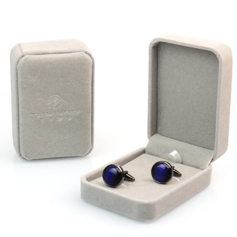 T&Twenties 袖扣男士猫眼石宝石袖口扣 法式衬衫袖钉男正装商务cufflinks 袖扣 K102 黝润.蓝黑色