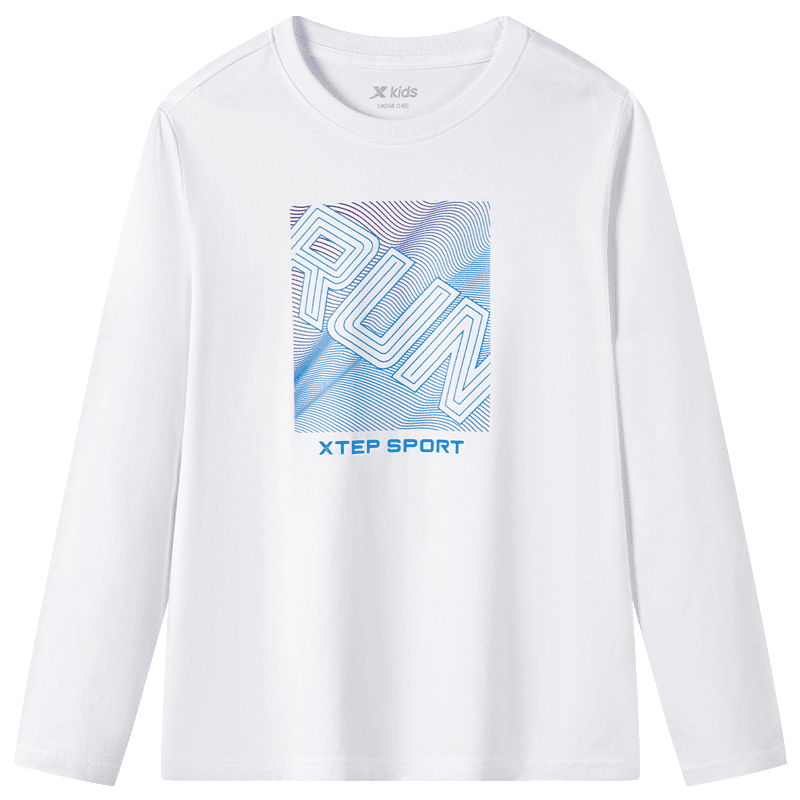 特步（XTEP）儿童童装男童圆领通码百搭长袖针织衫运动卫衣 珍珠白 130cm