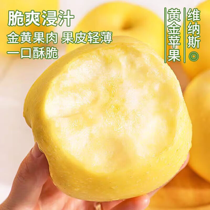 秦悦仙果鲜正宗山东黄金 维纳斯苹果 水果奶油新鲜整箱送礼 极速达 净重4.5斤【单果140g+】丨甜