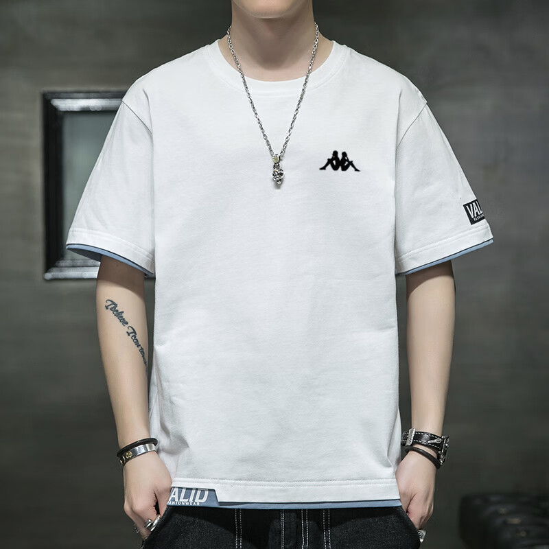 kappa卡帕背靠背2024新款夏季薄款纯棉短袖t恤男落肩休闲时尚潮牌