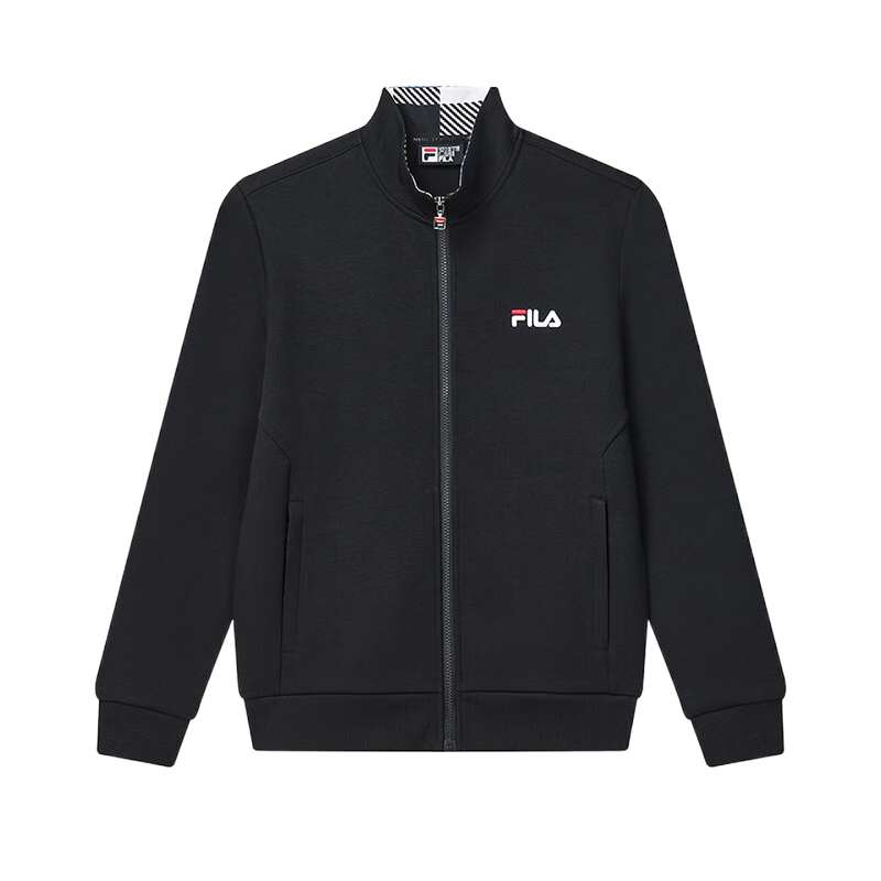 FILA 斐乐官方外套男秋冬时尚基础休闲通勤立领针织上衣夹克男 传奇蓝-NV L