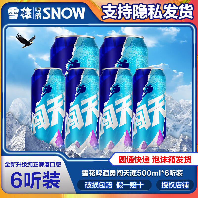 雪花啤酒(snowbeer) 勇闯天涯 无奖版 500ml 500ml 6罐 【泡沫箱 圆通