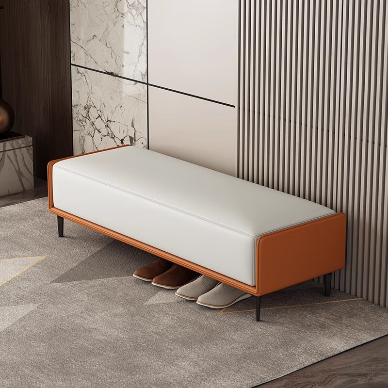 宜家 (e-hom)意式轻奢换鞋凳入户门家用门口卧室床尾凳高级感长 橙色